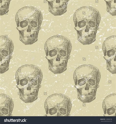 Retro Styled Background With Hand Drawn Skulls Royalty Free Stock