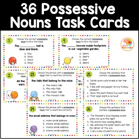 Possessive Nouns Task Cards And Anchor Charts Activities