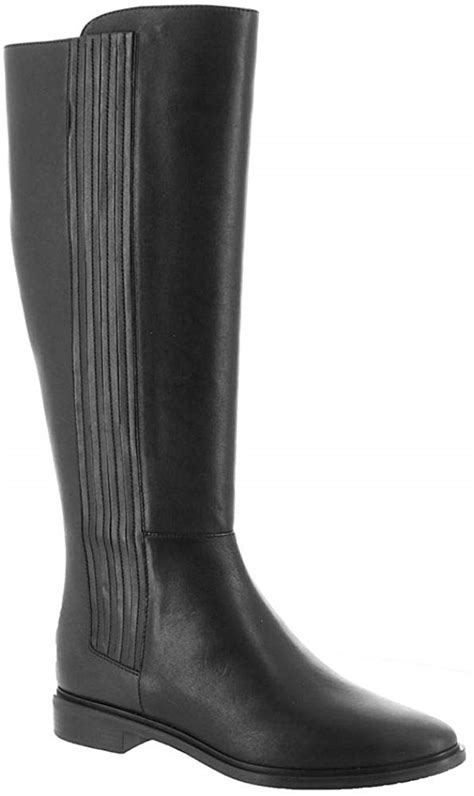 Calvin Klein Womens Finley Knee High Boot Black Cow Silk 10 Black