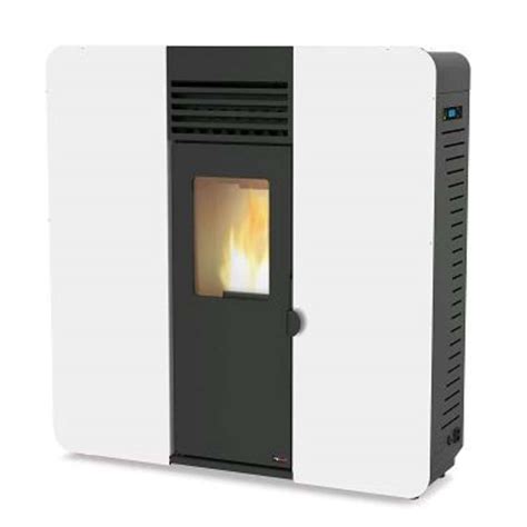 Estufa De Pellet Modelo First 8kw Slim De Pasillo Blanca