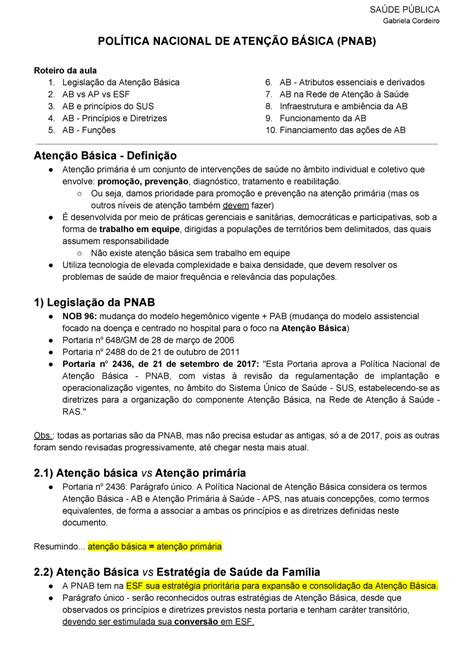 Política Nacional DE Atenção Básica PNAB Gabriela Cordeiro POLÍTICA