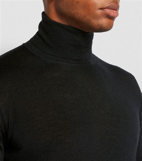 Mens Giorgio Armani Black Cashmere Silk Rollneck Sweater Harrods Uk