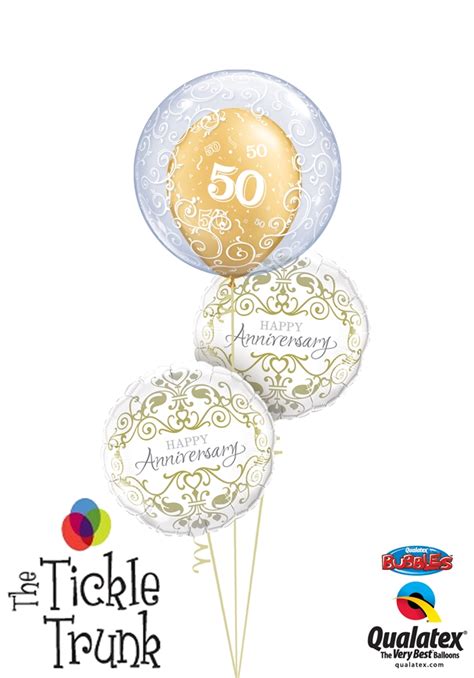 50th Anniversary Filigree Balloon Bouquet Onlineweddingstore