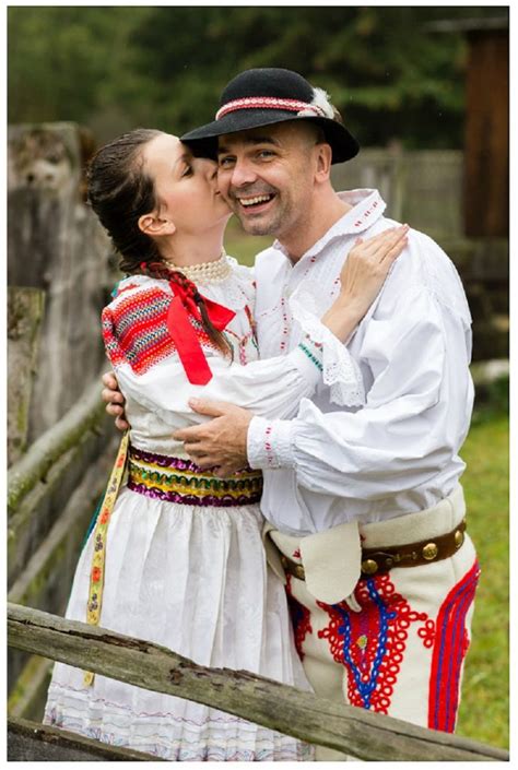 A Happy Modern Couple Wearing Slovak Traditional Dress (Kroj)