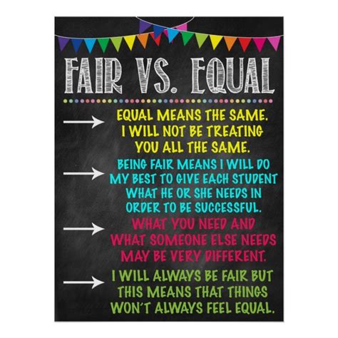 Fair Vs Equal Classroom Poster Zazzle Classroom Signs Middle