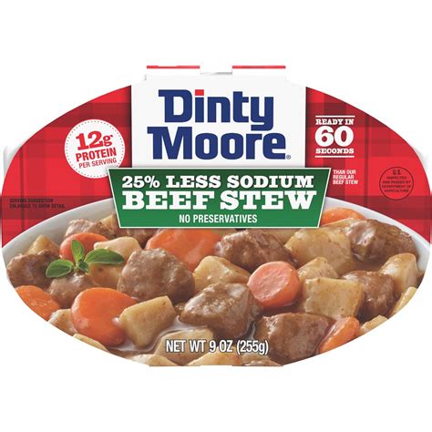 Amazon Dinty Moore Beef Stew Less Sodium Microwave Tray 9oz 6