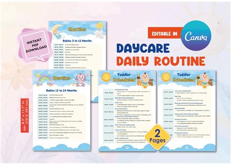 Daycare Daily Routine / Infant & Toddler Daily Schedules / Ideal for in ...