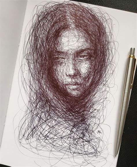 This Self Taught Artist Draws Female Portraits Entirely By Scribbling