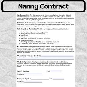 Nanny Contract Nanny Contract Template Nanny Contract Forms - Etsy