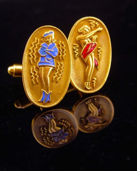 Rare Erotic PINUP Cufflinks Vintage Ww Set Nude Gem