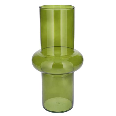 Bellatio Design Vaas Groen Transparant Glas D15 X H31 Cm Leen Bakker