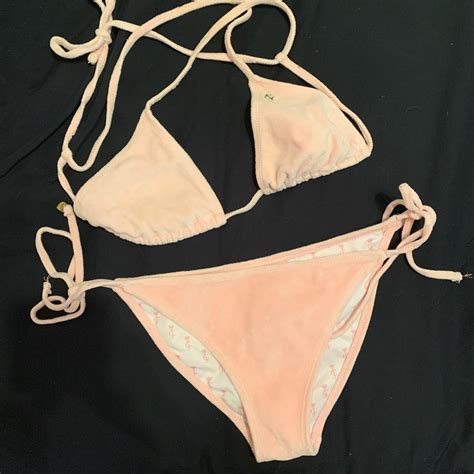 Juicy Couture Black Label Pink Velour Bikini Bathing Depop