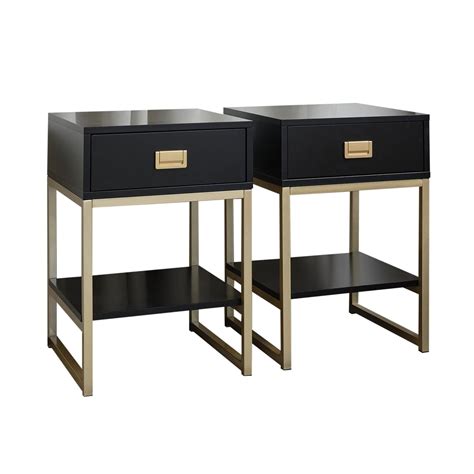 Pair Of One Drawer Bedside Tables Elle Black Range Melody Maison