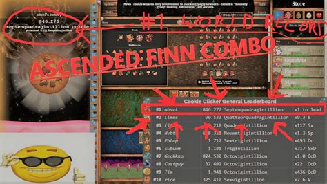 1 In The WORLD Cookie Clicker Ascended Finn Combo YouTube