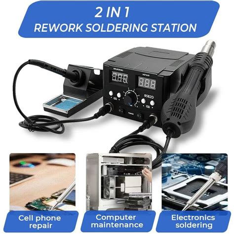 Jual 750W 2 In 1 SMD Soldering Station Blower Hot Air Gun Double Digital Display Solder Uap BGA