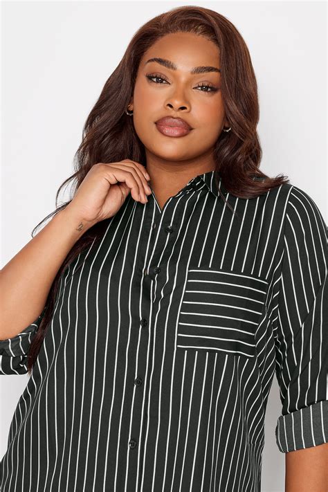 Yours Plus Size Black And White Stripe Print Boyfriend Shirt Yours Clothing