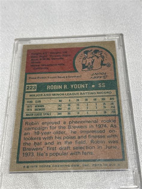 1975 TOPPS 223 ROBIN YOUNT ROOKIE RC BREWERS HOF EBay