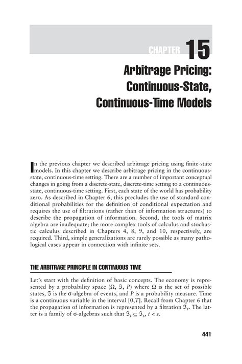 Solution Arbitrage Pricing Continuous State Continuous Time Models