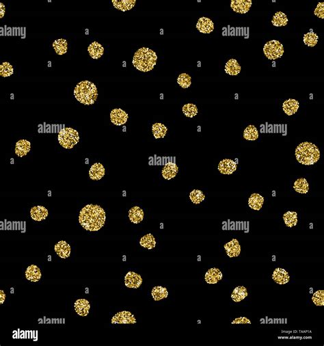 Gold And Black Polka Dot Glitter Seamless Pattern Vector Endless