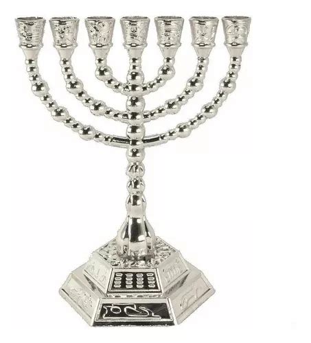 Candelabro Sete Pontas Menora 12 Tribos De Israel Prata Frete grátis