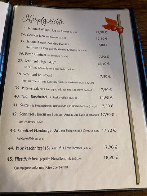 Speisekarte Von Gasthaus Zur Eiche Restaurant Greiz