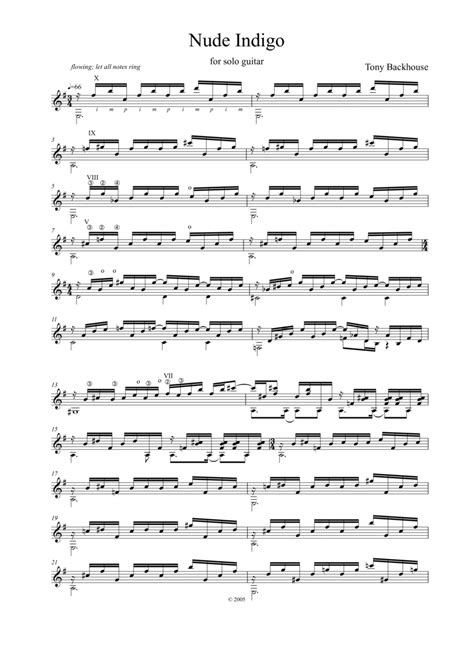 NUDE INDIGO By Tony Backhouse Sheet Music For Solo Guitar At Sheet Music Direct