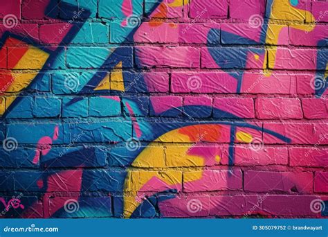 Colorful Graffiti Adorns Brick Wall Stock Illustration - Illustration ...