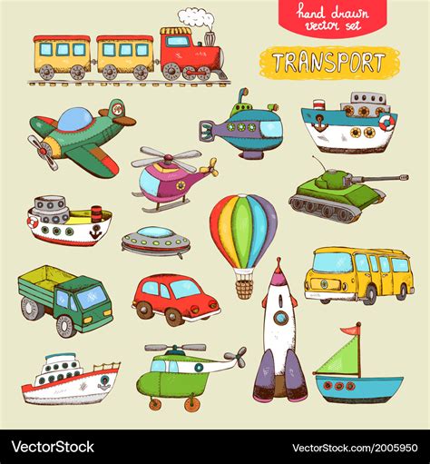 Transport toys Royalty Free Vector Image - VectorStock