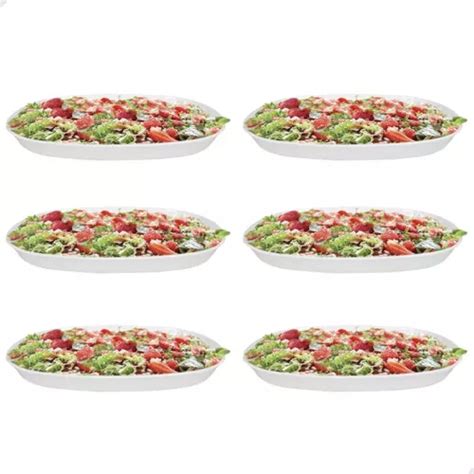 Saladeiras Travessas Branco Melamina Para Buffet Kit Oval