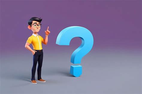 D Male Cartoon Character With Question Mark Premium Ai Generated Image