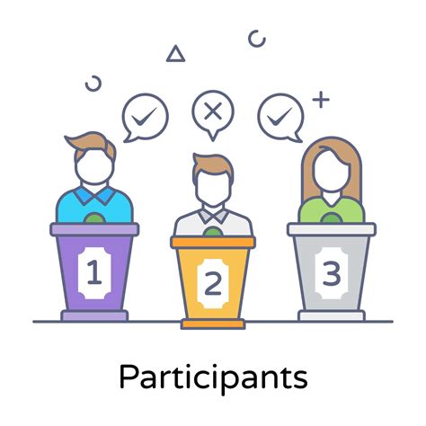 Participants in a quiz, flat line concept icon 6095428 Vector Art at
