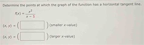 Solved Determine The Points At Which The Graph Of The Function Has A Horizontal Tangent Line F