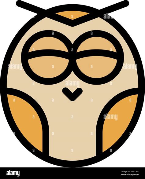 Happy Owl Icon Outline Happy Owl Vector Icon Color Flat Isolated Stock