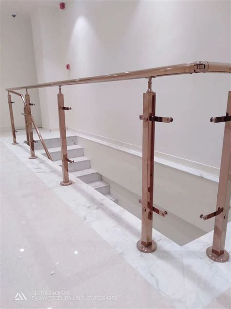 Stainless Steel Polished Rose Gold Pvd Coated Glass Railing At Rs