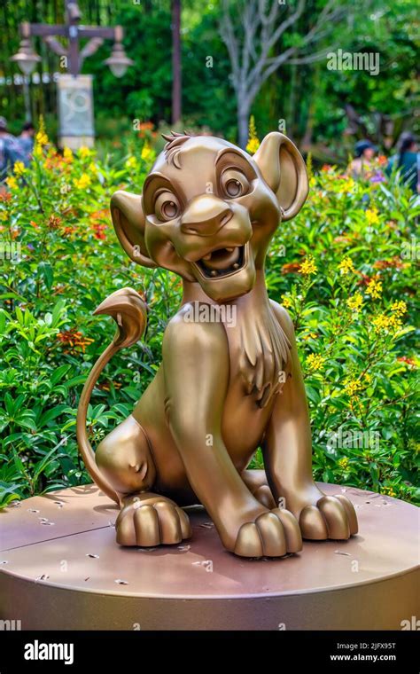 Simba Gold Statue 50th Anniversary Disney Animal Kingdom Stock Photo ...