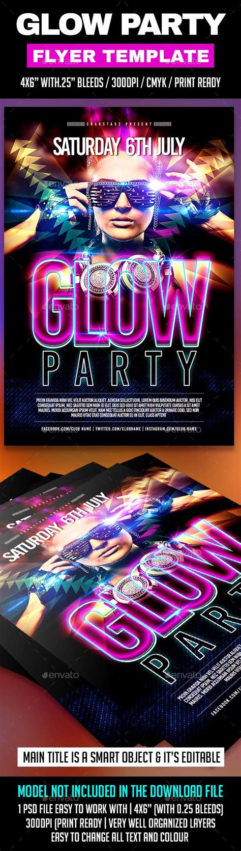 Glow Party Flyer Template Party Flyer Glow Party Flyer Template