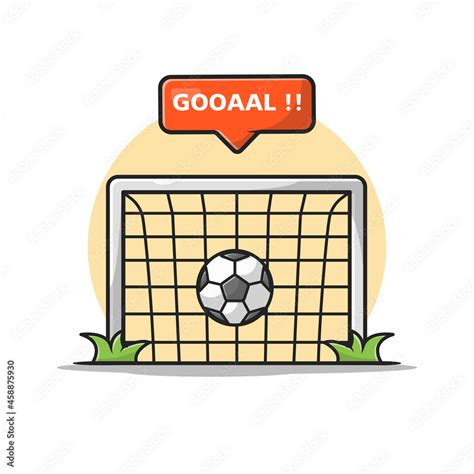 Soccer Field With Goal Sign Cartoon Vector Icon Illustration. Sport ...