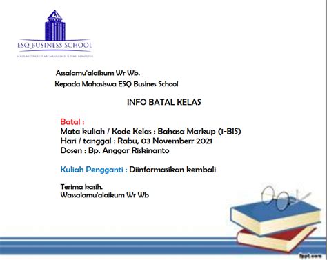 LMS EBS INFO BATAL KELAS Bahasa Markup 1 BIS Rabu 3 November 2021