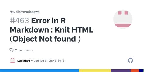 Error In R Markdown Knit Html Object Not Found Issue