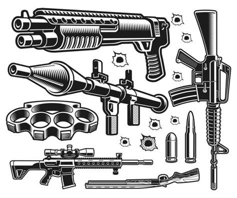 Simple Machine Gun Drawings