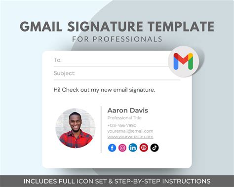 Gmail Email Signature Template Clickable Email Signature Professional Email Signature