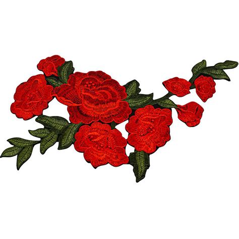 8"x 12 1/2" Red Rose Embroidery Heat Transfer Patch Pack of 12