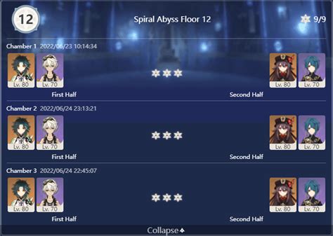 Version 2 7 Spiral Abyss Floor 9 12 Solo Duo 36 Stars