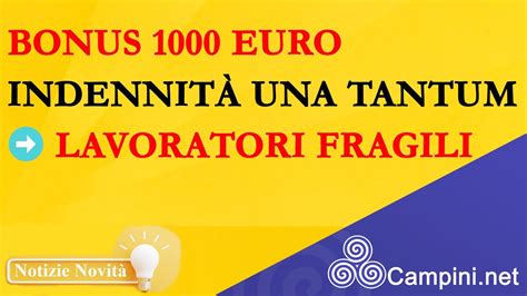 Bonus Euro Indennit Una Tantum Lavoratori Fragili Youtube