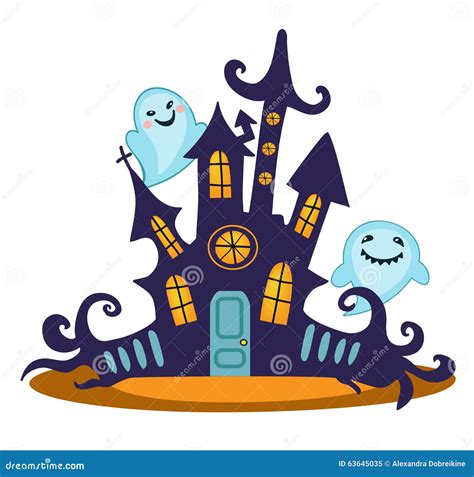 Scary Haunted House. Vector Illustration. Stock Vector - Illustration ...