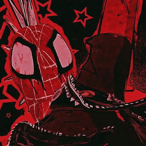 A Drawing Of A Spider Man In Red And Black With Stars On The Background