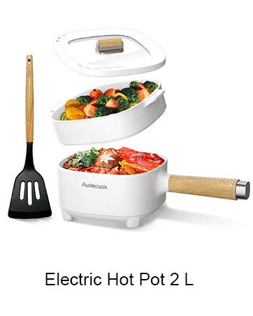 Amazon Audecook Electric Hot Pot With Steamer L Cermic Glaze Non Stick Frying Pan Inch