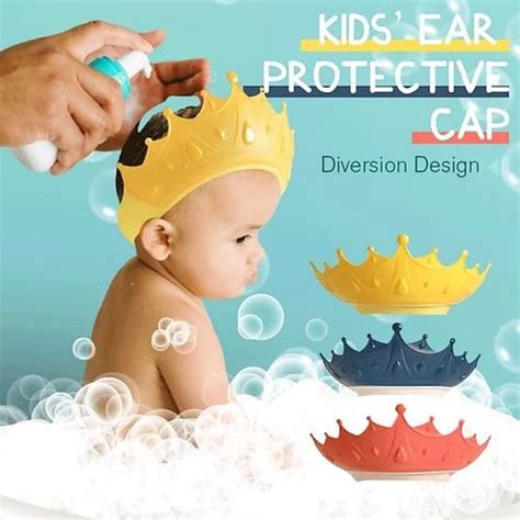 Baby Shower Cap Bathing Crown Shape Cap Adjustable Silicone Shampoo