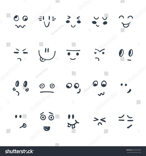 Sketched Facial Expressions Set Set Hand Stock Vector (Royalty Free) 309929366 | Shutterstock