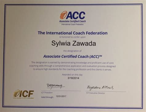 Associate Certified Coach Acc Pomagam Osobom Z Doświadczeniem